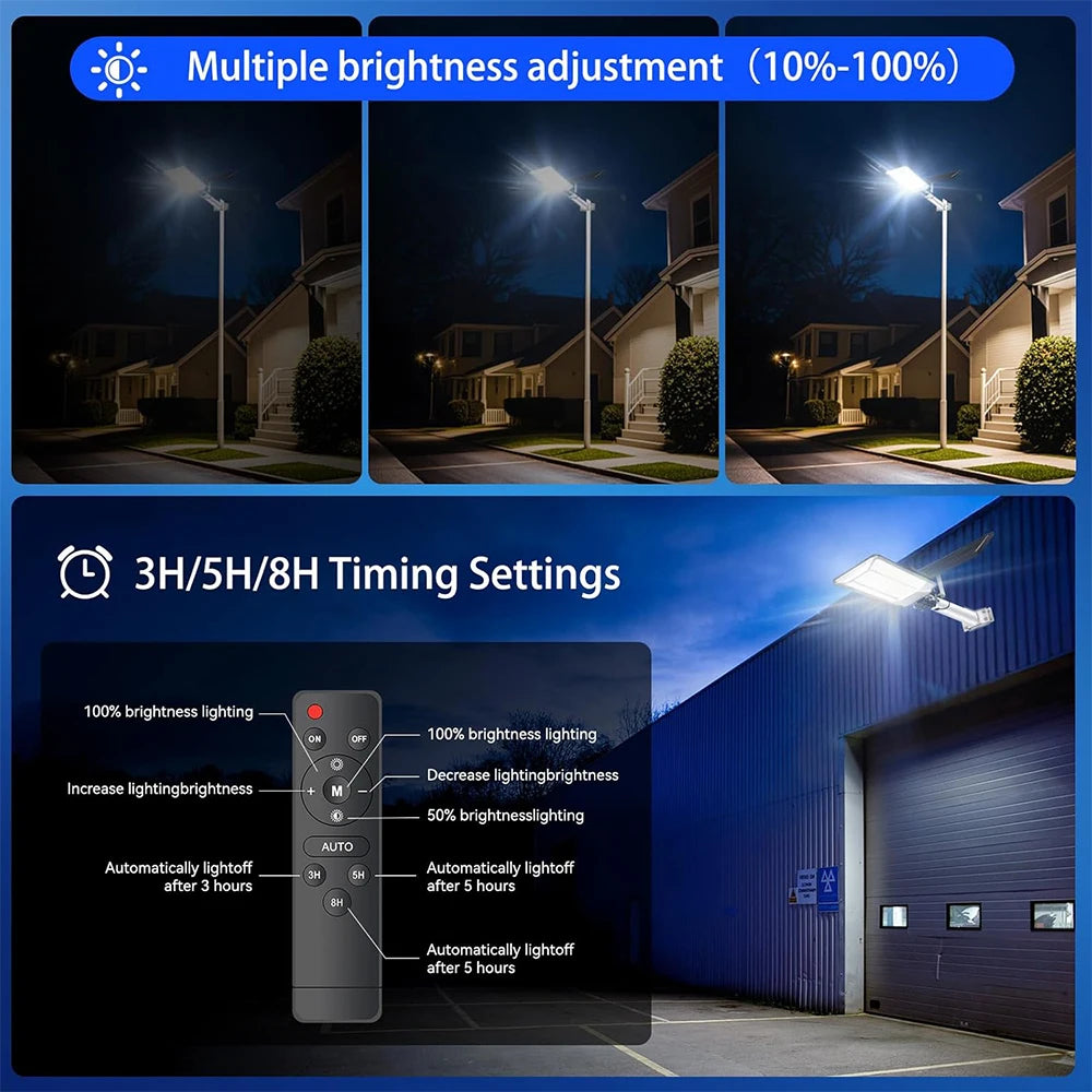 3pcs 1000W Solar Street Lamps,Outdoor IP67 Dusk to Dawn High Power Solar Powered Road Light,for Garden/Parking-Lot/Driveway/Yard