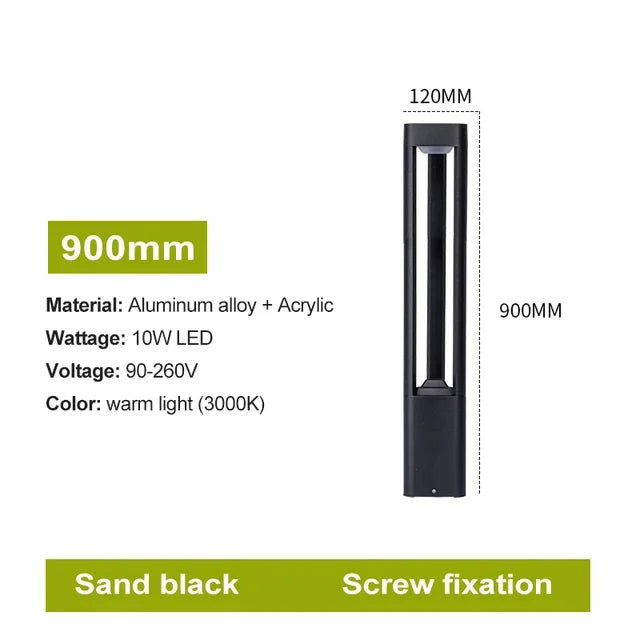 LED Bollard Landscape Light Outdoor Black Garden Pathway Lighting Fixtures Floor Lawn Lamp for Pillar Driveway Patio Yard Decora