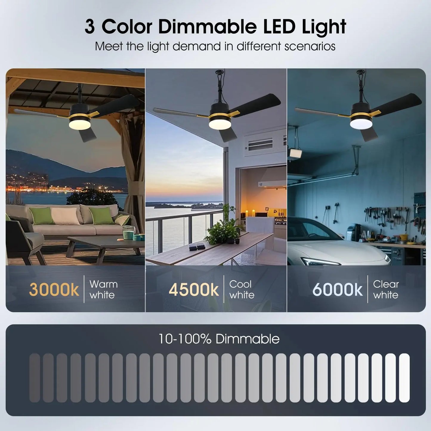 Cool Ceiling Fan with Light Mobile Hanging Electric Fan Home Dimmable Timer Silent Bedroom Living Room Fan LED Lighting