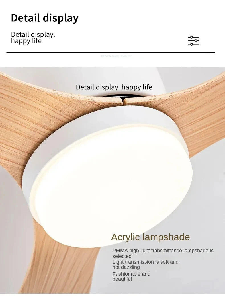 LED Light DC Motor Modern Ceiling Fan Kitchen Living Room Dining Room Household High Air Volume Remote Control Pendant Light